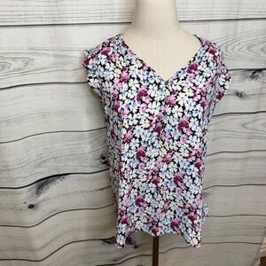 LOFT Floral Blouse - Pink, White, and Black